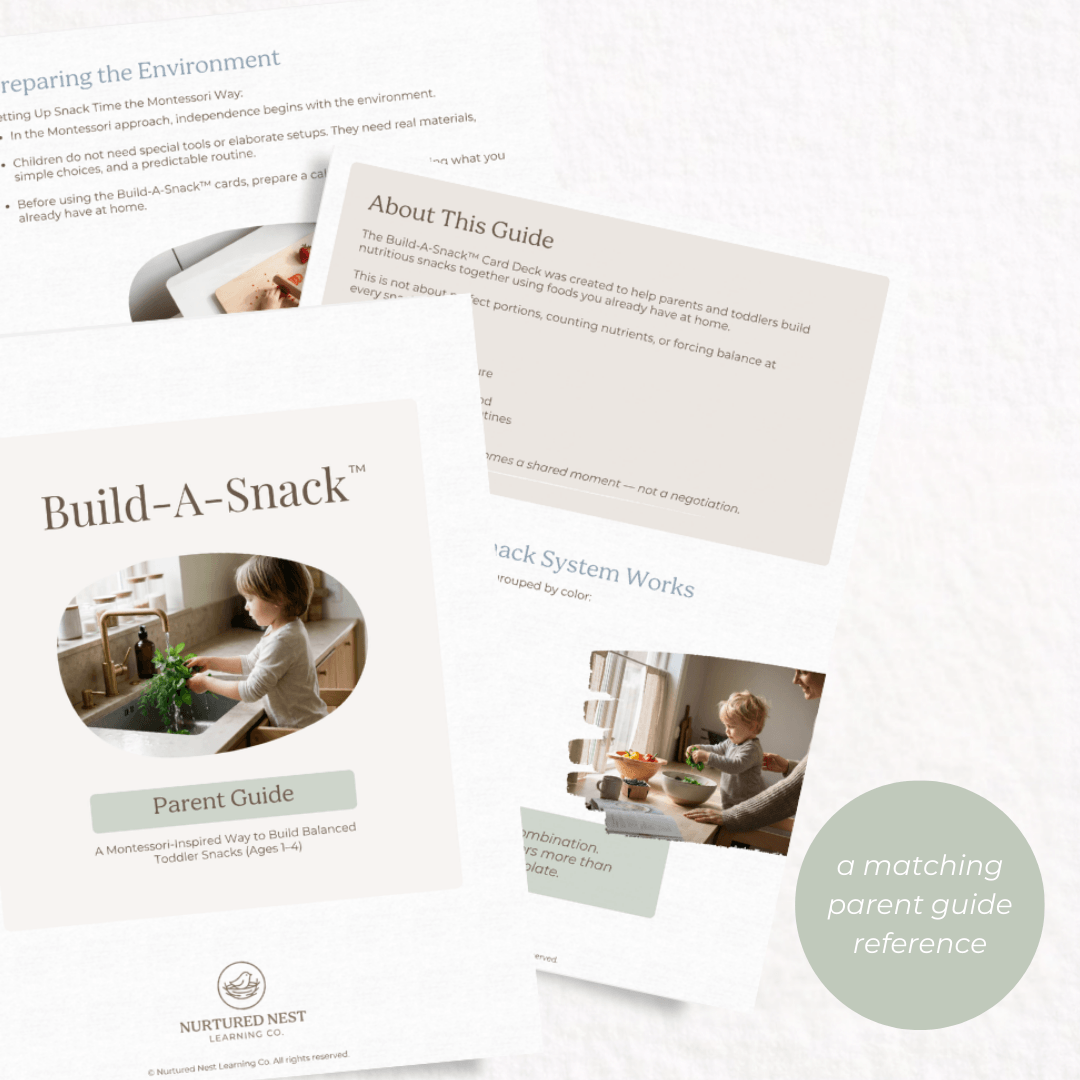 Montessori snack cards and sorting cards for toddlers